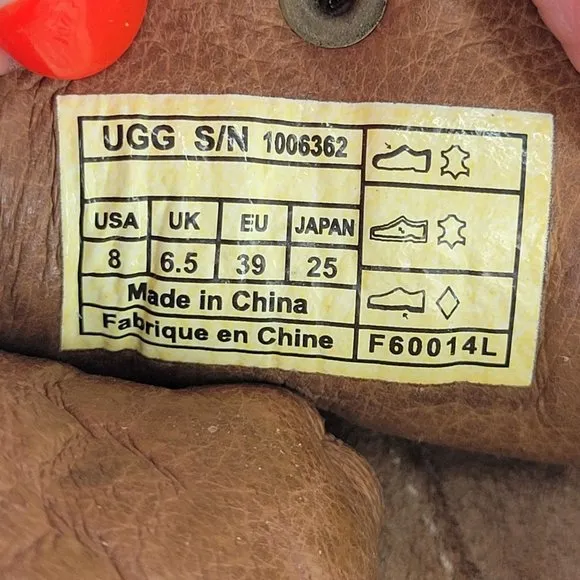 UGG Jenaya Leather Crooked Monkey Sandals Womens 8 Chestnut Multi Color 1006362
