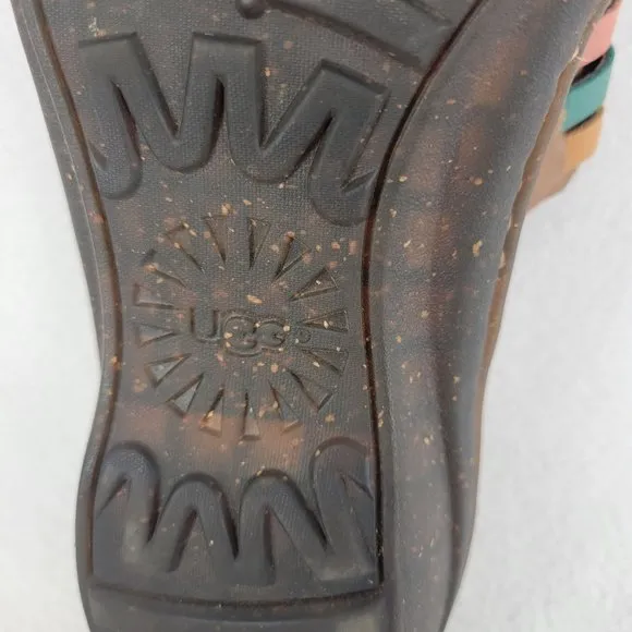 UGG Jenaya Leather Crooked Monkey Sandals Womens 8 Chestnut Multi Color 1006362