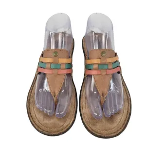 UGG Jenaya Leather Crooked Monkey Sandals Womens 8 Chestnut Multi Color 1006362