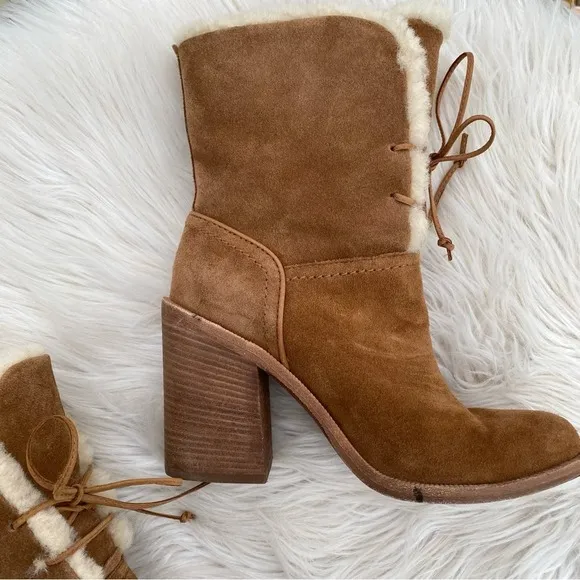UGG Jerene Sherling Suede heeled Boots 6