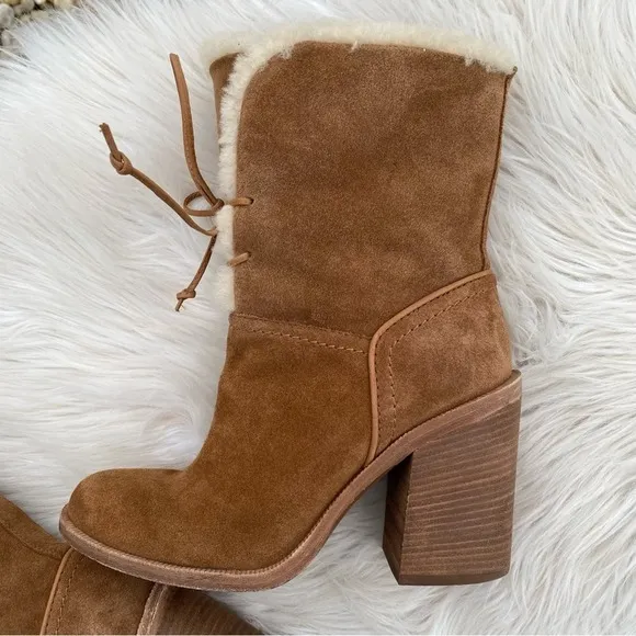 UGG Jerene Sherling Suede heeled Boots 6