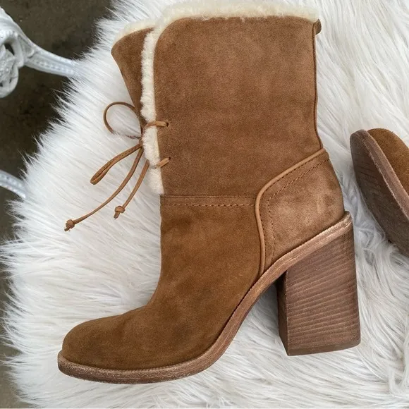 UGG Jerene Sherling Suede heeled Boots 6
