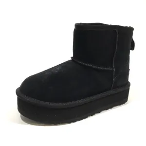 UGG KIDS CLASSIC MINI PLATFORM BOOTS -BLACK SHEEPSKIN -YOUTH US 3 -NEW