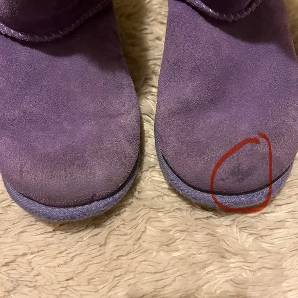 UGG Kids Lavender Stripe Bailey Bow suede Boots Sz 4