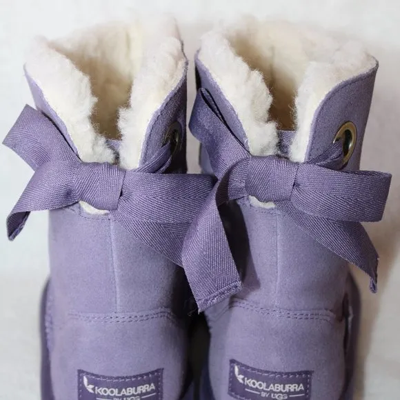 UGG KOOLABURRA NEW GIRLS SUEDE BOW BOOTS PURPLE‎