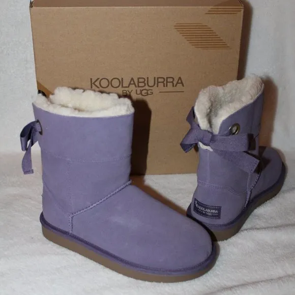 UGG KOOLABURRA NEW GIRLS SUEDE BOW BOOTS PURPLE‎
