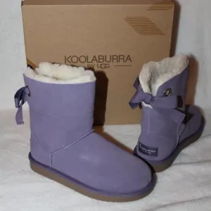 UGG KOOLABURRA NEW GIRLS SUEDE BOW BOOTS PURPLE‎