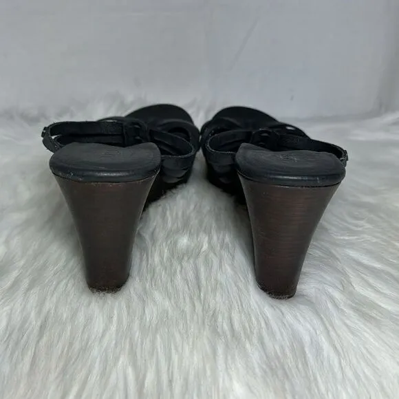 UGG Mattie Black Leather Platform Clogs Mules Sz 9.5