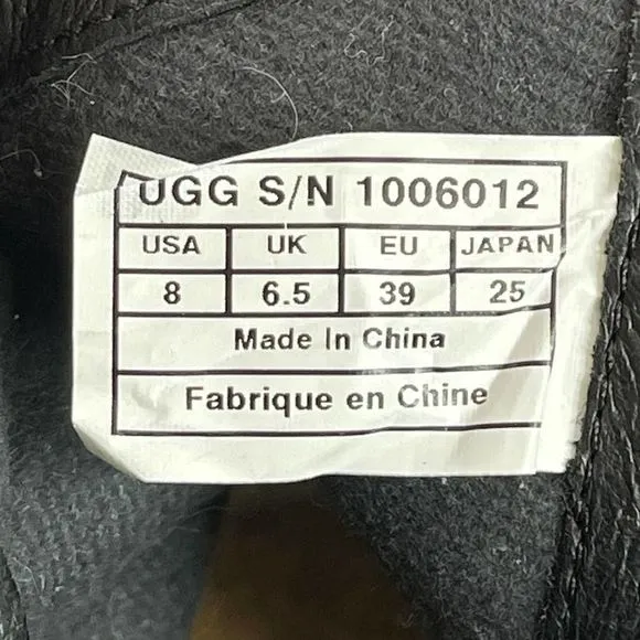 UGG MILNOR Black Suede Snake Strap Ankle Boots with Zipper Size 8 NEW
