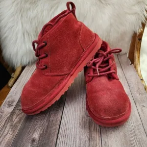 UGG Neumel Chukka Lace-up Red Suede Sherpa-lined Boots #3236 SZ 7