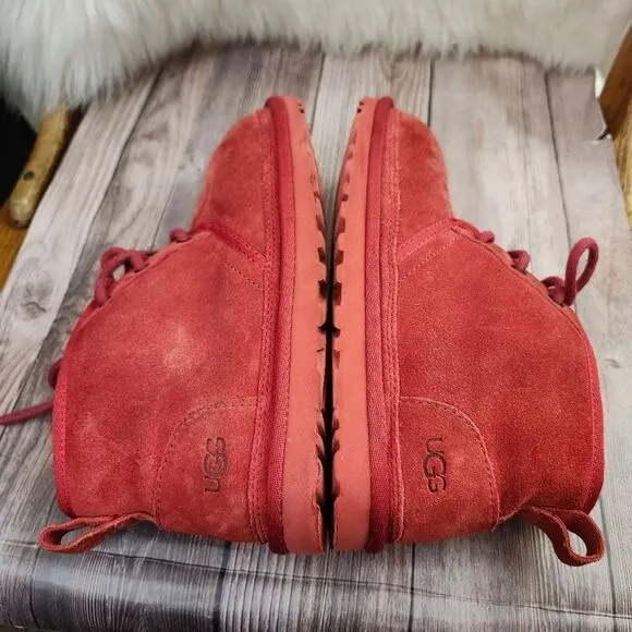 UGG Neumel Chukka Lace-up Red Suede Sherpa-lined Boots #3236 SZ 7