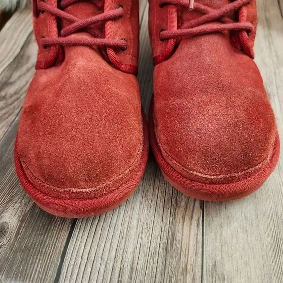 UGG Neumel Chukka Lace-up Red Suede Sherpa-lined Boots #3236 SZ 7
