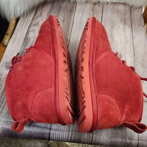UGG Neumel Chukka Lace-up Red Suede Sherpa-lined Boots #3236 SZ 7
