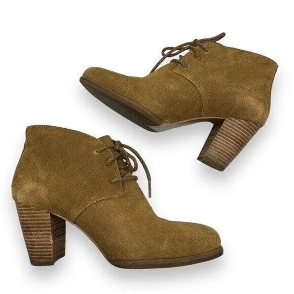 UGG Women's 8.5 Mackie Ankle Boots Chestnut Brown Suede Leather Lace Up 1007257