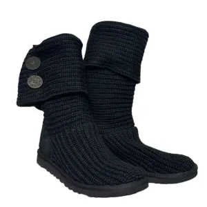 UGG Womens Boots Size 7 Black Chunky Knit Cardy Classic Convertible Buttons 6