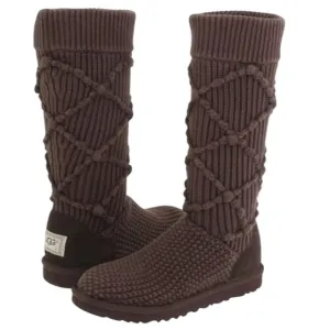 UGG Women’s Brown Classic Argyle Knit Boots  size 8  NEW