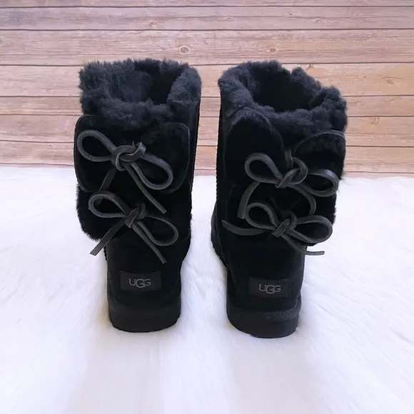 UGG Women’s Classic Double Bow Short Black Boots
