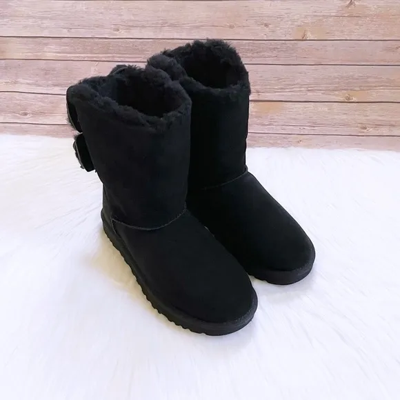 UGG Women’s Classic Double Bow Short Black Boots