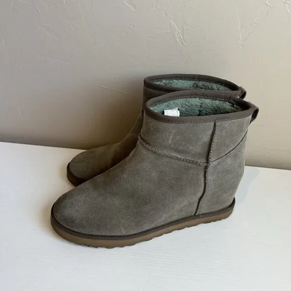 UGG Women's Classic Femme Mini Wedge Boot, Gray US 9.5 Classic Winter Brown Slip