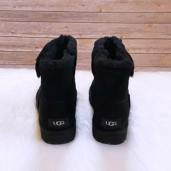 UGG Women’s Classic UGG Gem Mini Black Suede Boots