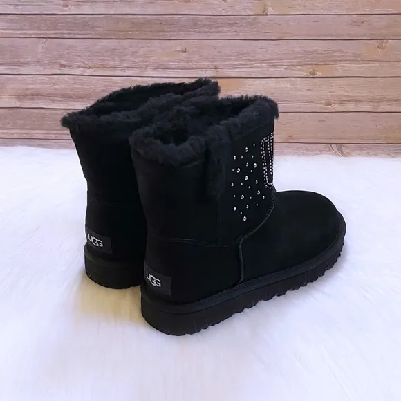 UGG Women’s Classic UGG Gem Mini Black Suede Boots
