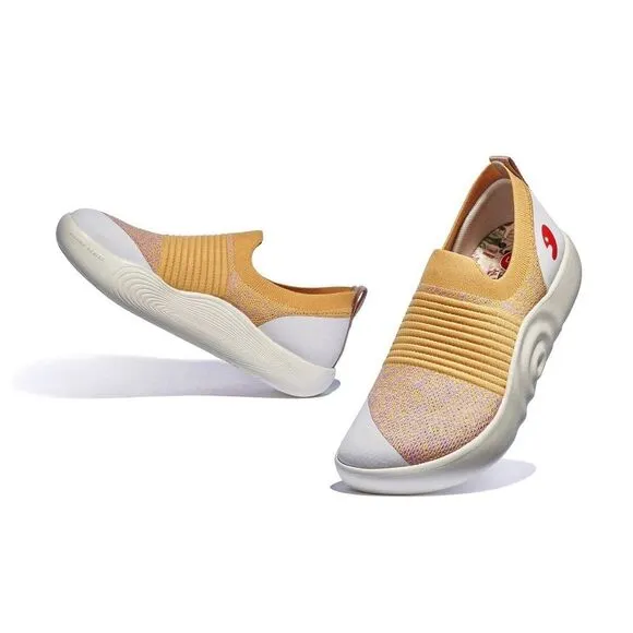 UIN Women's Slip On Walking Shoes Comfort Fashion Sneaker (Mahon Ⅳ-cork Yellow)