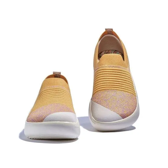 UIN Women's Slip On Walking Shoes Comfort Fashion Sneaker (Mahon Ⅳ-cork Yellow)