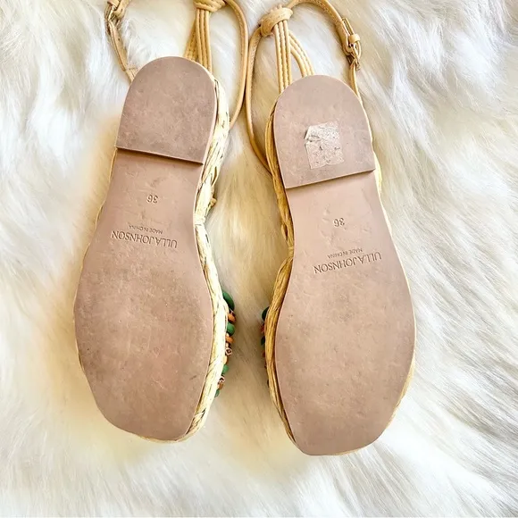 Ulla Johnson Ada Woven Flatform Sandal in Green Tan Size 36 ( 6 US)