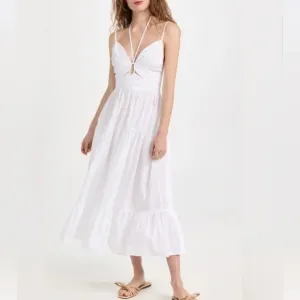 Ulla Johnson Phoebe Cotton Poplin Midi Dress In White Sz 16