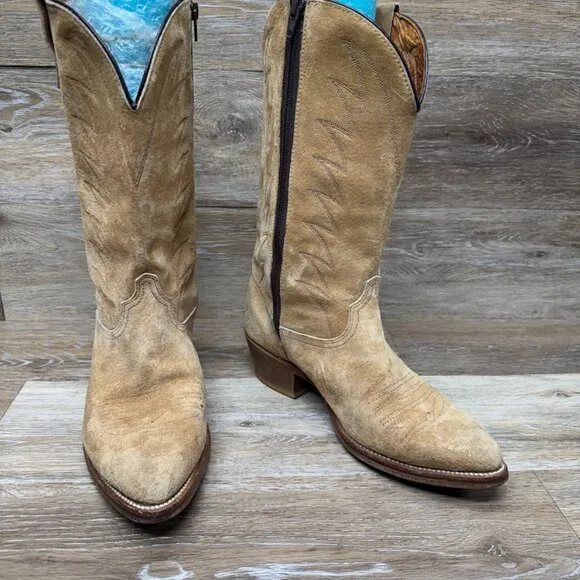 Unbranded Tan Suede Cowboy Boots Men's Size 9.5