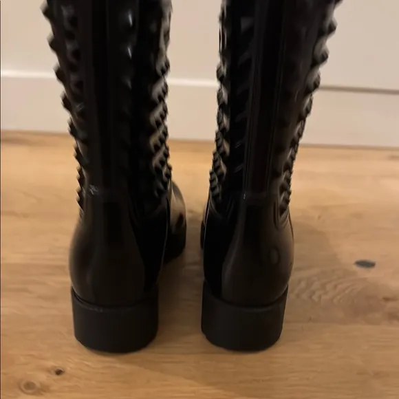 Valentino Rockstud Patent Rain Boots