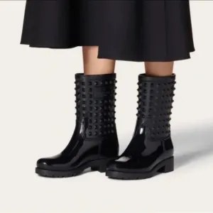 Valentino Rockstud Patent Rain Boots