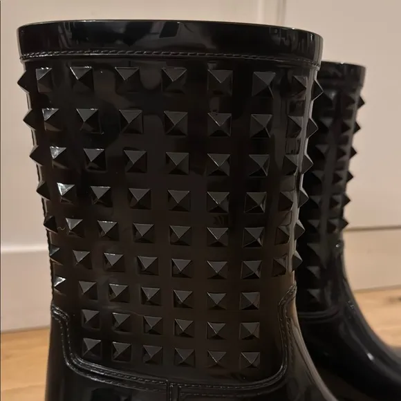 Valentino Rockstud Patent Rain Boots