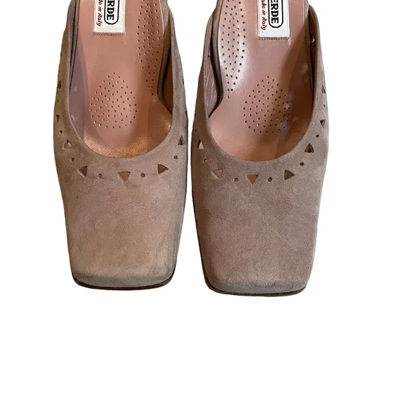 Valleverde Slip On Suede Square Toe Mules, Made in Italy  Sz EU 36.6