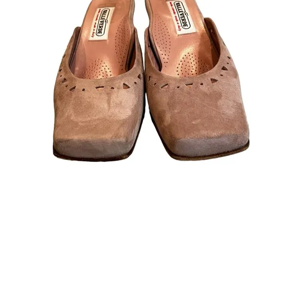 Valleverde Slip On Suede Square Toe Mules, Made in Italy  Sz EU 36.6