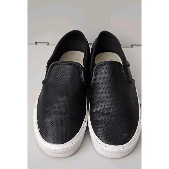Vans &quot;Era&quot; Off The Wall Low Top Skate Shoes Black Leather Women's 7.5 Men's 6