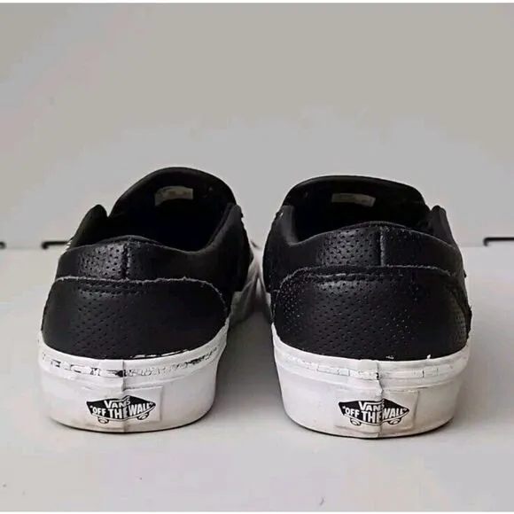 Vans &quot;Era&quot; Off The Wall Low Top Skate Shoes Black Leather Women's 7.5 Men's 6