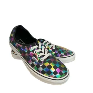 Vans Authentic Iridescent Checkerboard Lace Up canvas Skate Shoe Sneakers 7.5 M