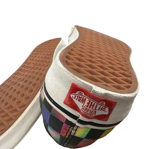 Vans Authentic Iridescent Checkerboard Lace Up canvas Skate Shoe Sneakers 7.5 M