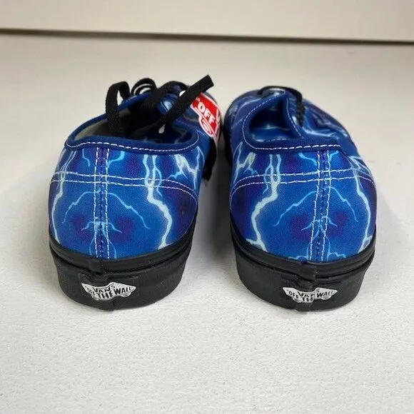 Vans Authentic Lightning Storm Print Sneakers Black Blue Electric Pattern M 10.5