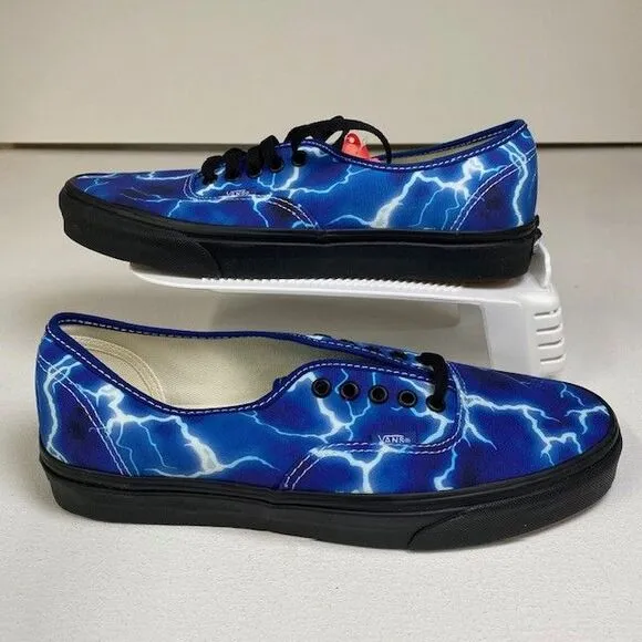 Vans Authentic Lightning Storm Print Sneakers Black Blue Electric Pattern M 10.5
