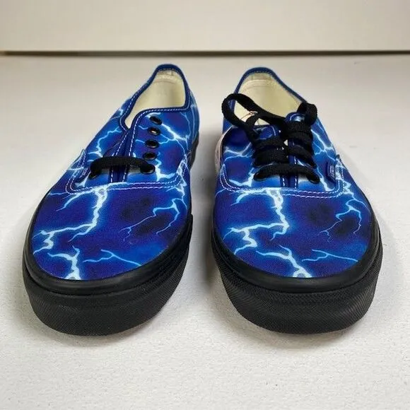 Vans Authentic Lightning Storm Print Sneakers Black Blue Electric Pattern M 10.5