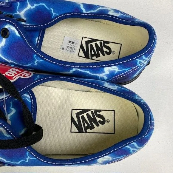 Vans Authentic Lightning Storm Print Sneakers Black Blue Electric Pattern M 10.5