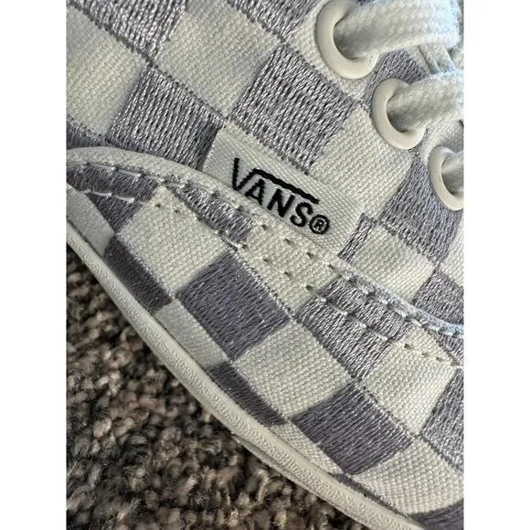 Vans Authentic Low Pro Silver White Checkered  Sneakers Low-Top Shoes Womens 7.5