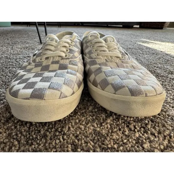 Vans Authentic Low Pro Silver White Checkered  Sneakers Low-Top Shoes Womens 7.5