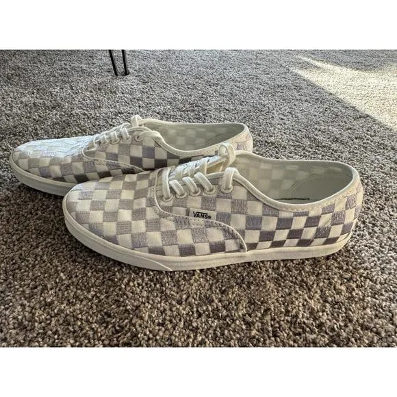 Vans Authentic Low Pro Silver White Checkered  Sneakers Low-Top Shoes Womens 7.5