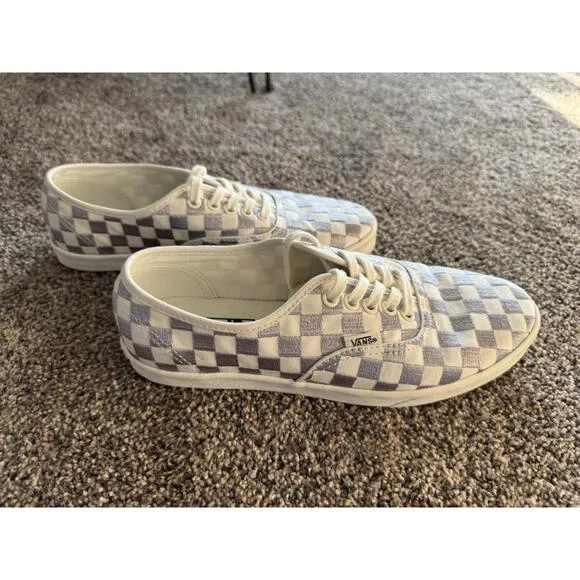 Vans Authentic Low Pro Silver White Checkered  Sneakers Low-Top Shoes Womens 7.5