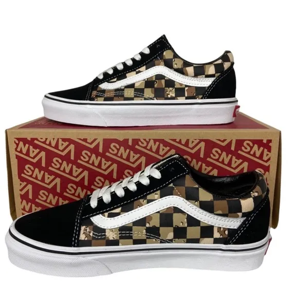 Vans Camouflage Sneakers Old Skool Women 7 Camo Checkerboard Shoes Sneaker