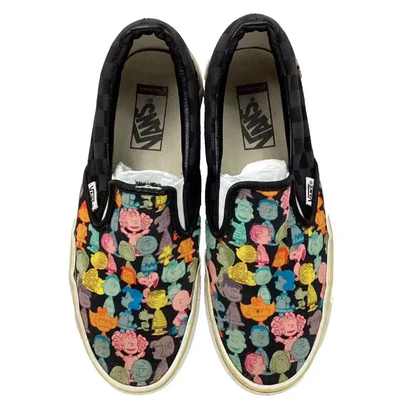 Vans-Charlie Brown-Men Sz 8- Colorful Characters-Black Checkered-Low Skate Shoes