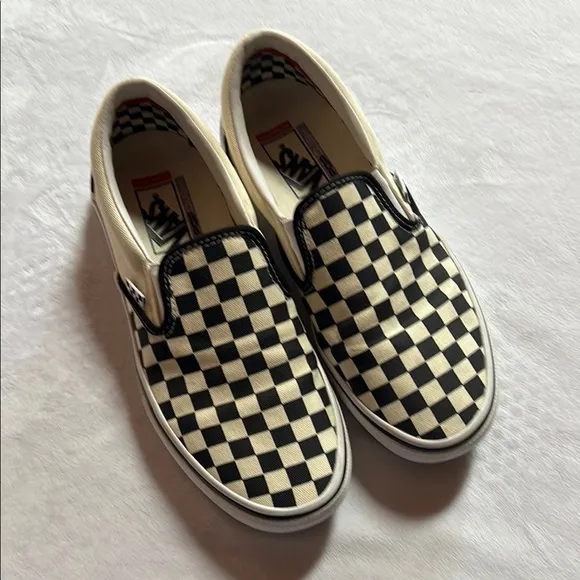Vans Checkerboard Slip-On Shoes - Black and White DURACAP